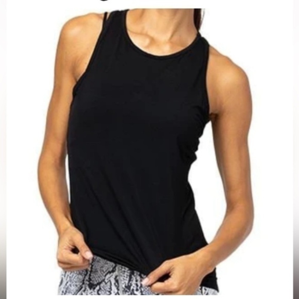 NWT Le Vie Active Navy Slash Back Tammy Tank Top Size Medium